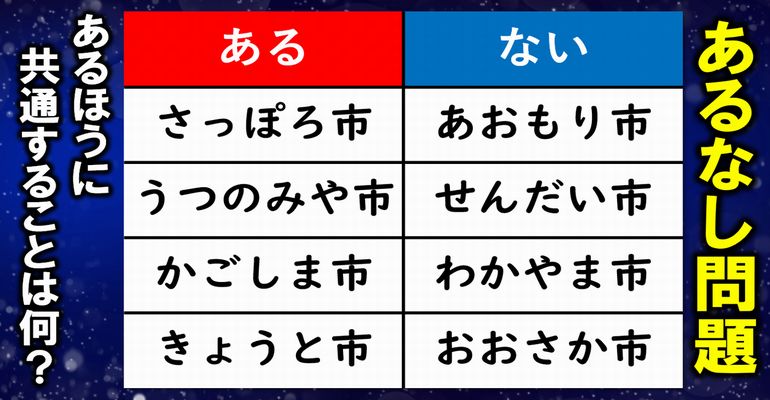 【あるなし問題】共通することを考える言葉脳トレ！5問