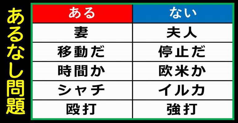 【あるなしクイズ】共通事項を読み解く脳トレ問題！5問