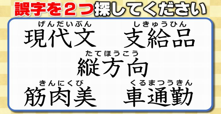 【違和感三字熟語】誤字を2箇所見抜く文字脳トレ！2問