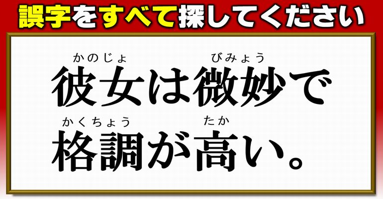 【違和感探し】文の中の2か所誤字探し！8問